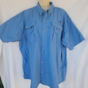 Columbia PFG Bahama OmniShade Light Weight Fishing Outdoor Blue Shirt XXL
